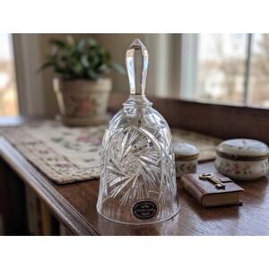 Vintage Pinwheel Hand Cut Lead Crystal Bell Czechoslovakia 5" Clear Glass Chime
